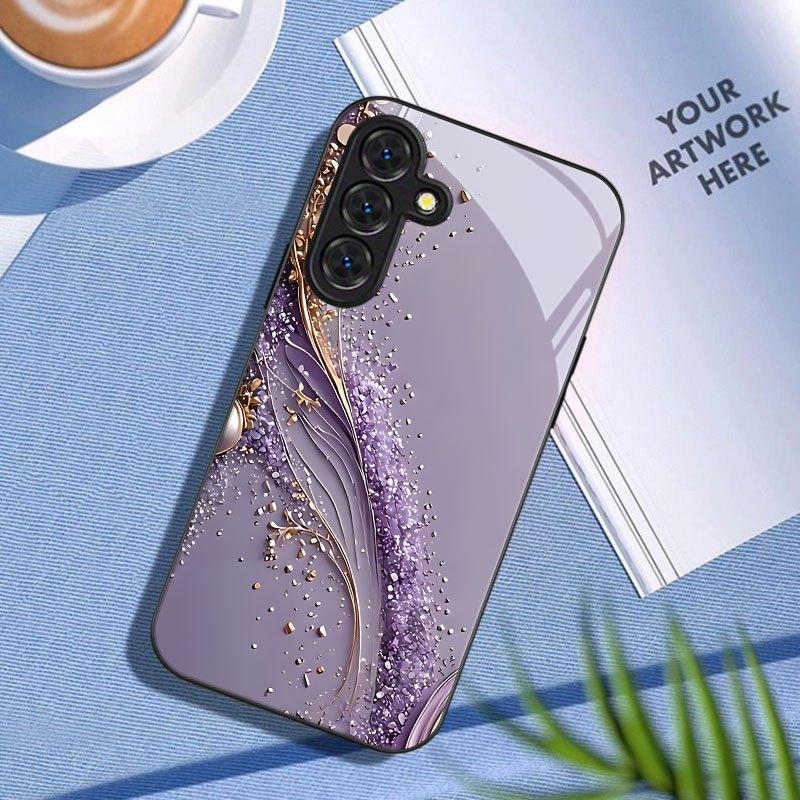 Фиолетовая текстура с градиентом Изысканный чехол для телефона для Samsung Galaxy S26 S25 S24 S23 S22 S21 FE Ultra Plus Мужчины женщины Встроенное стекло
