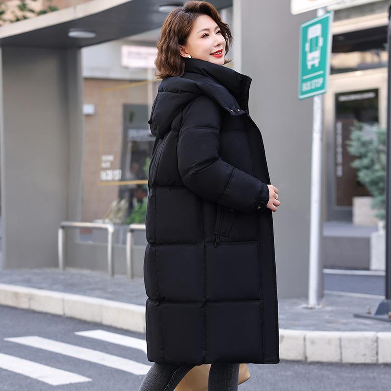 Новая корейская версия модной куртки большого размера с капюшоном средней длины, утолщенная, приталенного силуэта, на хлопковой подкладке