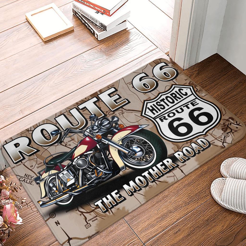 Retro Motorcycle Workshop Hip Hop Design Doormat Non-Slip Entrance Kitchen Bathroom Door Floor Mat Bedroom Balcony Carpet Rug