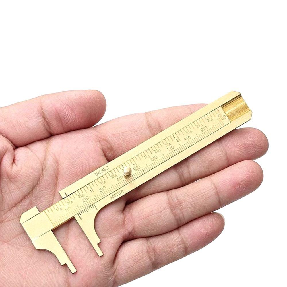 1Pcs Pocket Size Brass Vernier Caliper with Metric Imperial Scale Measuring Tool Slide Gauge Ruler