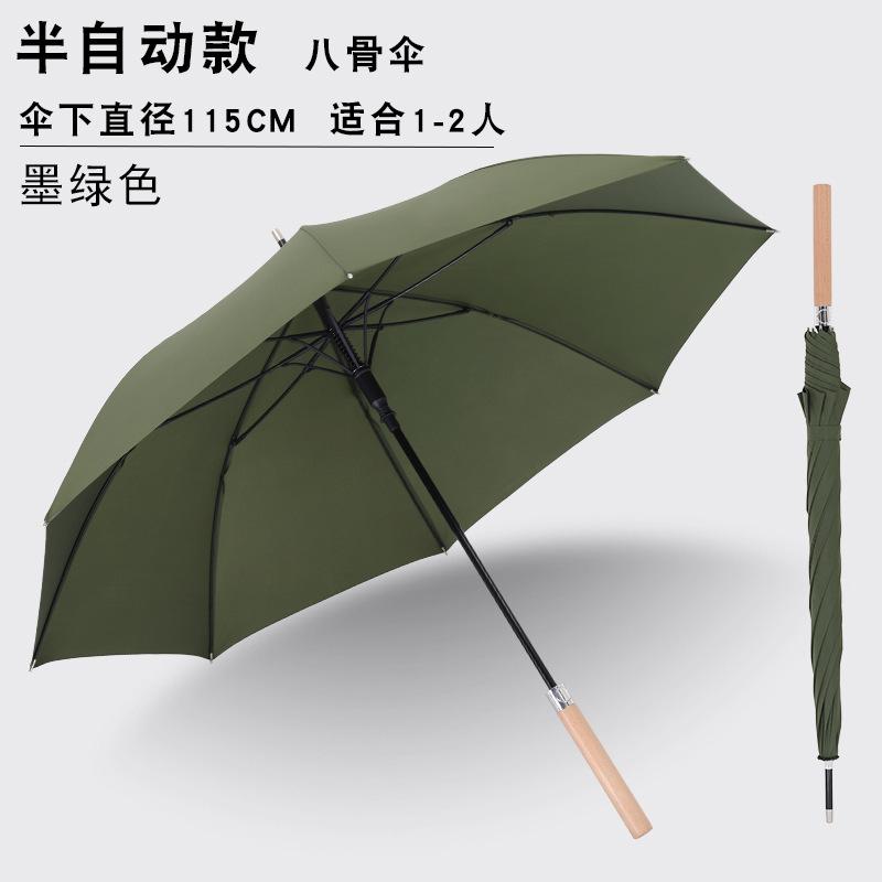 Новый 8-спицевый автоматический зонт-трость с длинной ручкой из массива дерева, схема