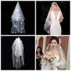 Длинная свадебная фата Романтичный цветочный кружевной головной убор Красивый свадебный головной убор Фото