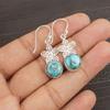 Blue Copper Turquoise Handmade Gemstone Earrings, 925 Solid Sterling Silver Earrings Antique Jewelry, For Engagement Gift