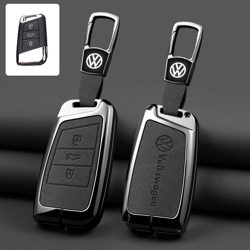 Leather Car Key Fob Case Cover Protector Holder Shell For VW Volkswagen Passat B8 Tiguan Magotan Golf Auto Keychain Accessories zq6