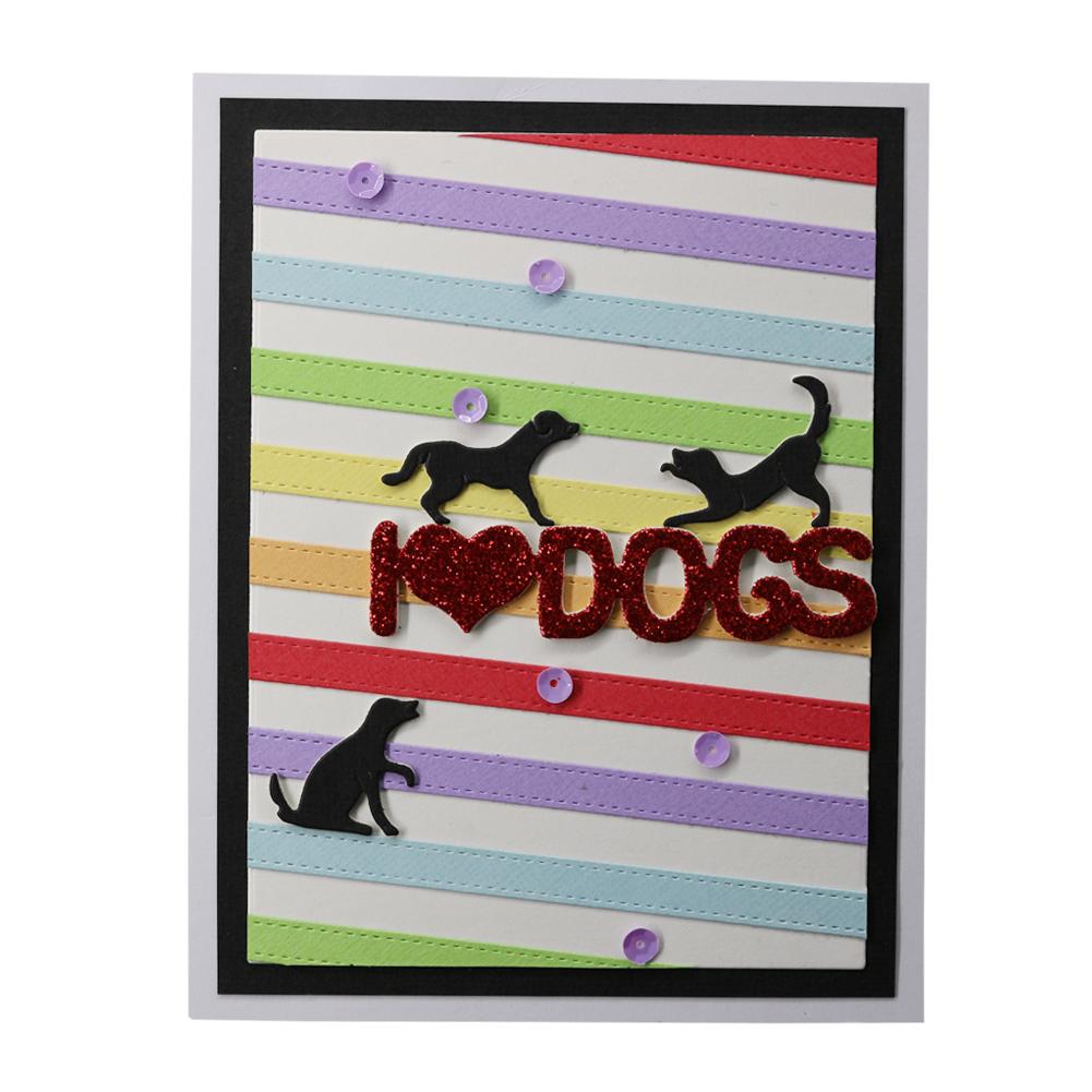 Рамка «Я люблю собак» из металла, серебристый трафарет, тиснение, резка, штампы для скрапбукинга, изготовление открыток из бумаги