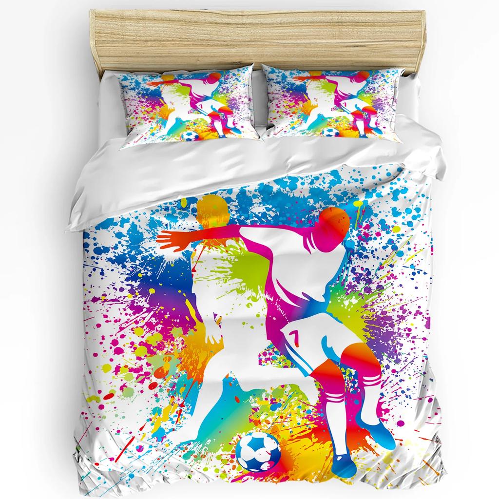 Soccer Football Game Printed Comfort Duvet Cover Pillow Case Home Textile Quilt Cover Boy Kid Teen Girl Luxury 3pcs Bedding Set