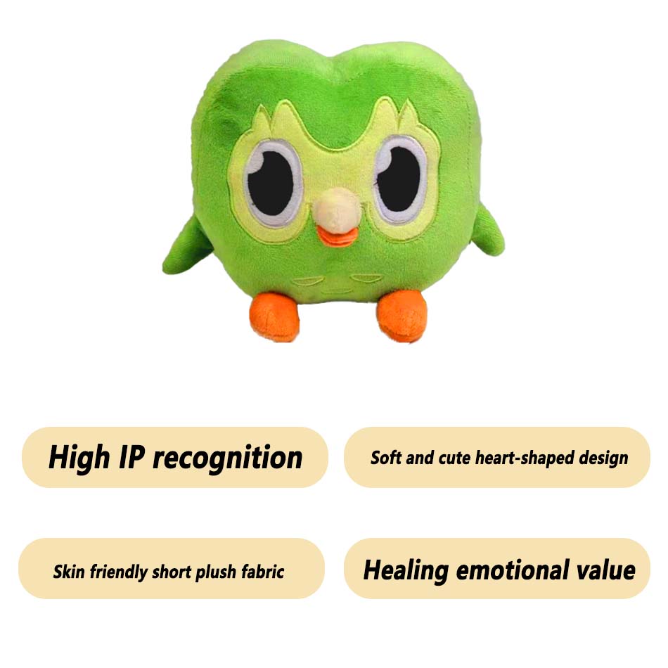 Зеленая плюшевая игрушка Duolingo Owl Duo Plushie Of Duo The Owl Cartoon Anime Owl Doll Soft Animal Toy Children Birthday Gift