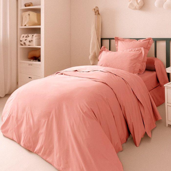 "Julian" Combed Cotton Percale Duvet Cover All Sizes Pure Cotton - Julian Powder Pink - Duvet Cover 140 X 200 Cm"