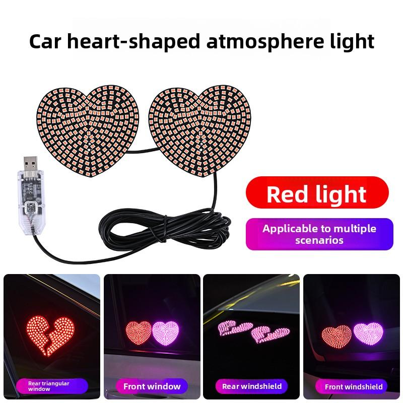 Heartbroken LED Car Window Atmosphere Light USB Glowing Heart Ambient Mood Light Interior Decoration Neon Lamp 10 Flashing Modes