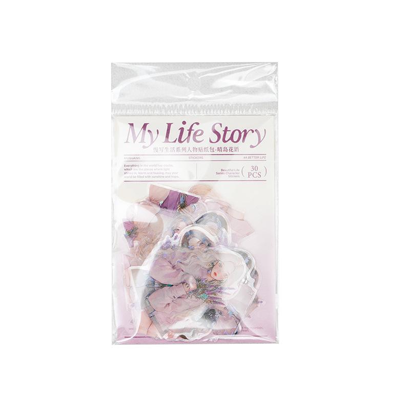 30Pcs Cute Elegant Girl Stickers Waterproof PET Material Easy to Cut Student Journal Collage Decor Special