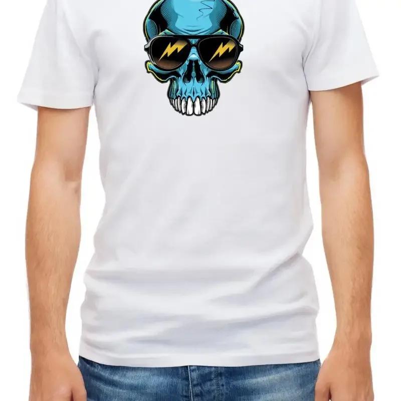 Skull With Sunglasses White Unisexs T Shirt F417