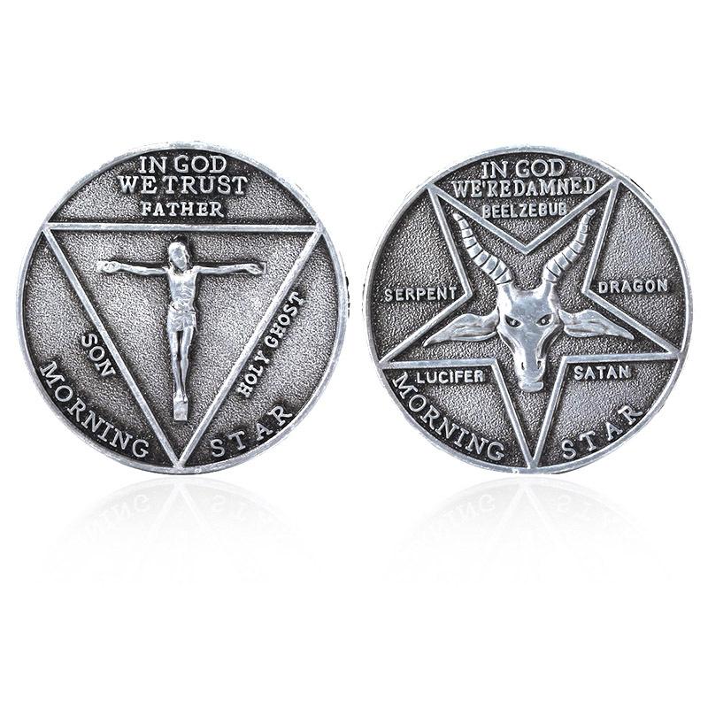 Anime Lucifer Morningstar Satanic Pentecost Cosplay Coin Commemorative Coin Badge Halloween Metal Prop Coin ARI