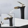 Black Gold Waterfall Bathroom Basin Faucet - Hot/Cold Above & Under Counter Mount