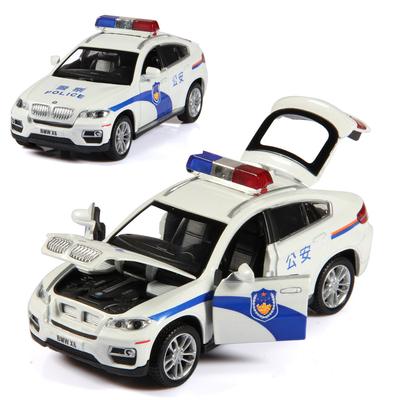 1-26 BMW X6 Полицейская машина из легкого сплава Акустооптические скользящие украшения Игрушки