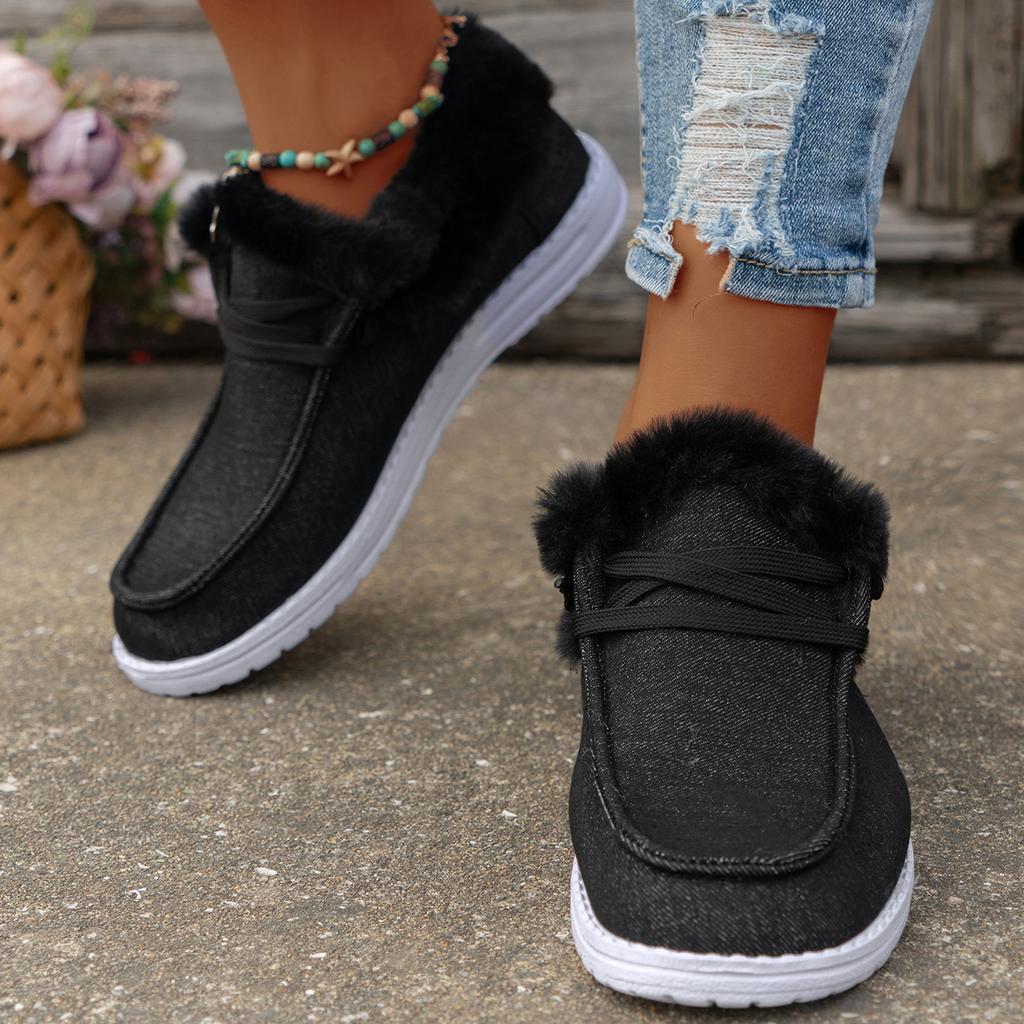 Женские зимние ботинки с плюшевой подкладкой, с принтом подсолнуха, удобные холщовые туфли без застежек, теплые ботильоны