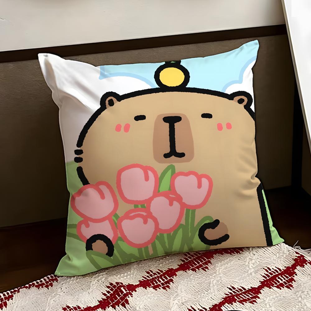 Cute CCapybara Cushion Cover Reversible Soft Durable Pillow Cover Home Car MultiScene Use for Daily Comfort