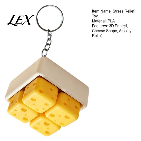 Anxiety Relief Sensory Toys 3D Printed Cheese Clicker Toy, Portable Cube Fidget PLA Toy Gadget for Adults and Kids