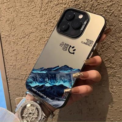 Чехол Snow Mountain для iPhone 15 Pro 14/13/12/11Xs Max/Xr/X. Лазерный дизайн Apple. Модная и стильная защита для вашего мобильного телефона.