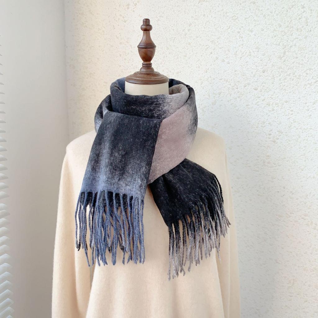 2024 Autumn/Winter New Gradient Imitation Cashmere Tassel Printed Scarf Fashion Versatile Office Warm Shawl Scarf For Men And Women
