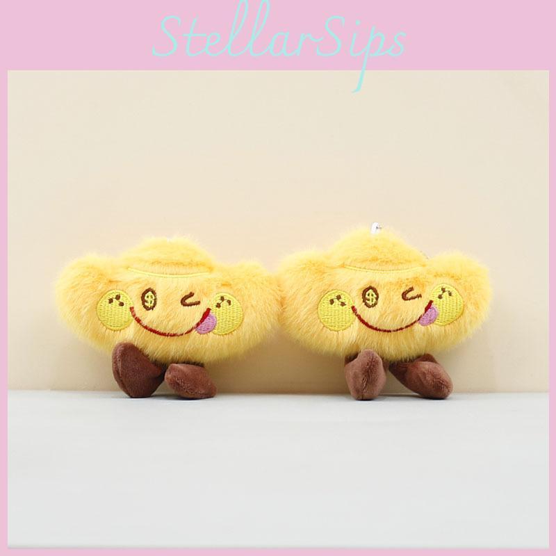 Delightful Cartoon Style Plush Gold Ingot Keychain For Bags And Gifts