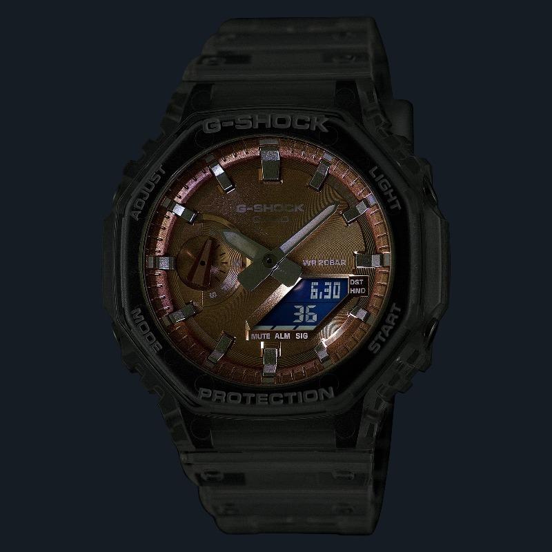 Casio Мужские кварцевые часы GA-2100BM-7A5 с аналоговым дисплеем, ударопрочные, водонепроницаемые 200 м, из полимерного материала