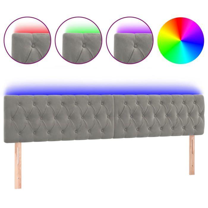 VidaXL LED Headboard Bedroom Furniture Double Bed Accessory Head of Bed Frame Interior Light Grey 3122008
