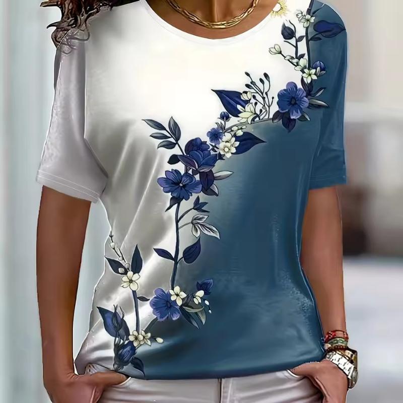 New Summer Floral Tie-dye Fashion Women T-Shirts Short Sleeve 3D Printed Street Flower Ladies Tee 3XL Plus Size Casual Tops