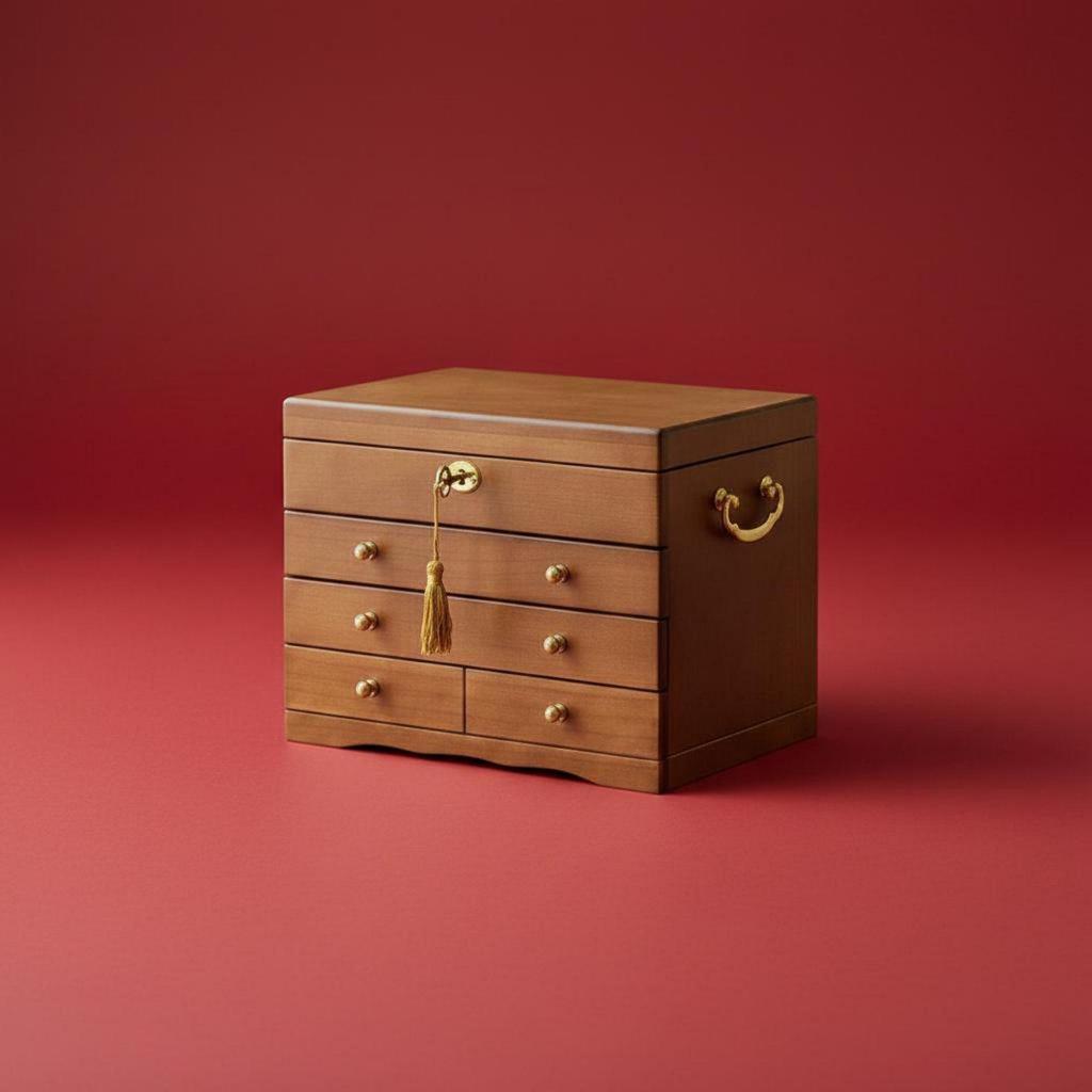 Large Wooden Jewelry Chest Organizer with Lock Drawer Holder for Rings Necklaces