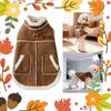 Pet Dog Winter Brown Leather Plush Coat Autumn Cat Teddy Schnauzer Thick Warm Fashion Vest Hoodie Clothes Seasonal Accessories