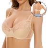 Ultra Thin Push-Up Bra for Women 36-46 Plus Size Underwire Lace Bralette Big Cup Solid Color