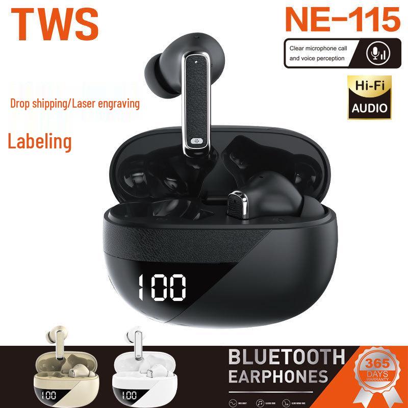 Мини Bluetooth TWS спортивные наушники NE115 с питанием в ухе и цифровым дисплеем