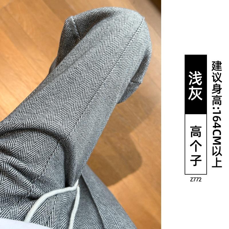 Текстурированные шерстяные брюки широкого кроя женские новые осенне-зимние бархатные повседневные узкие прямые брюки из маленькой шерсти