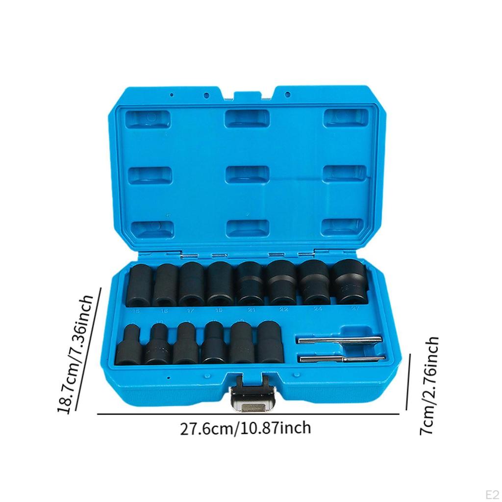 Набор из 16 экстракторов поврежденных болтов Easy Out с ящиком для хранения стержней 1/2-дюймовая головка для извлечения