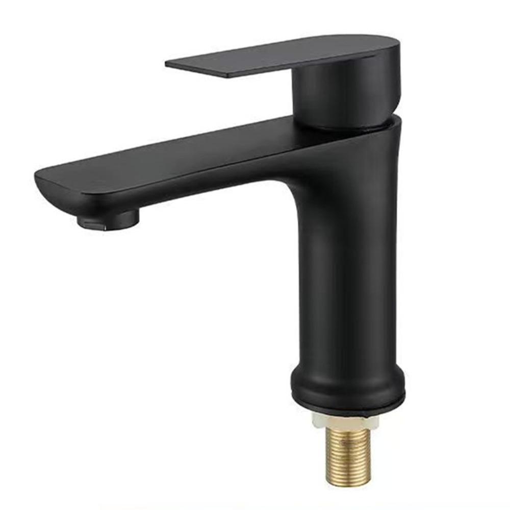 Stainless Steel Bathroom Faucet Single Cold Kitchen Sink Faucet Lavatory Basin Faucet Guest Bath