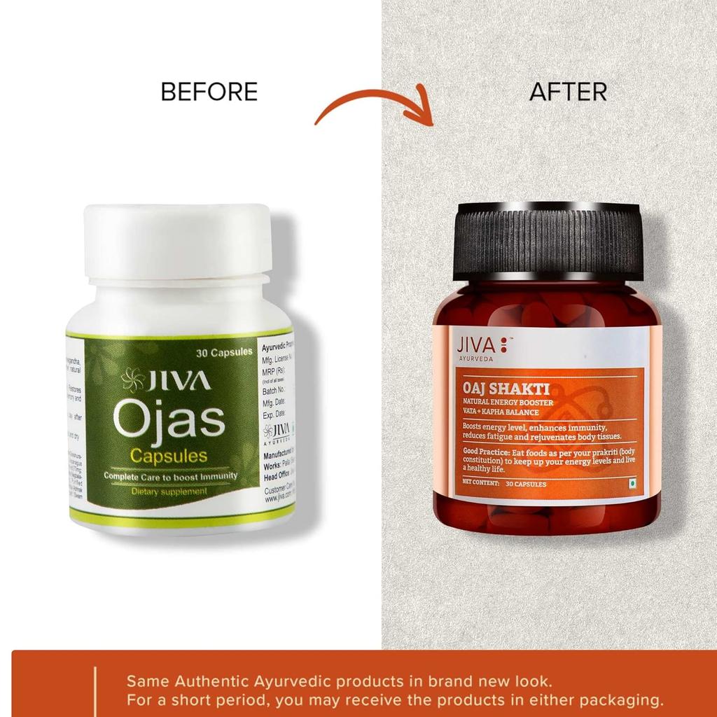 Jiva Oaj Shakti Capsules 30 X Pack of 2 for Physical Strength, Stamina Boost, Energy and Mental Performance