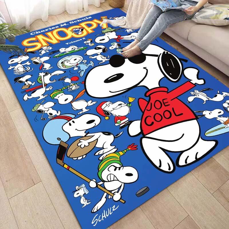 Non-slip area rug for living room with Snoopy cartoon design, soft rug for bedroom, children's playroom, sofa, home decor, doorm