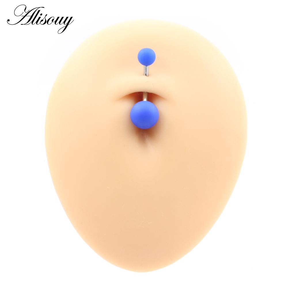 Alisouy 1 шт 14 г сексуальный конфетный цвет резиновый нержавеющая сталь стержень пупок кольцо пирсинг ночной клуб девушка женские украшения для тела