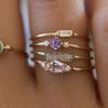 Retro European & American Women's 18K Gold Diamond Stacking Ring Set - Light Luxury Style