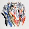 130*130Cm Oversized Animal Floral Printed Square Scarf Soft Thin Smooth Silk Shawl Leisure Style Windproof Sunscreen Head Wrap