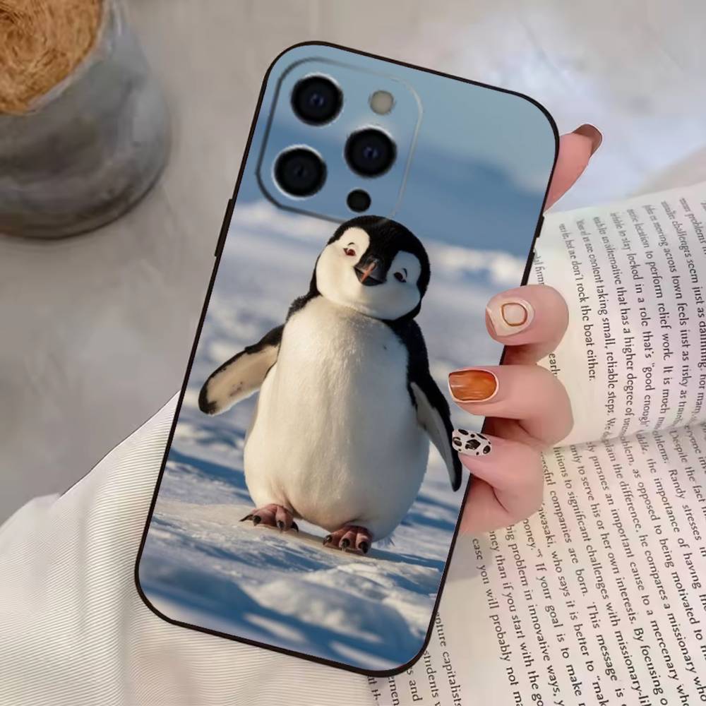 Funny Happy cute P-Penguin Phone Case For iPhone 17, 16,15,14,13,12,11 Plus,Pro Max, Others Soft Black Cover
