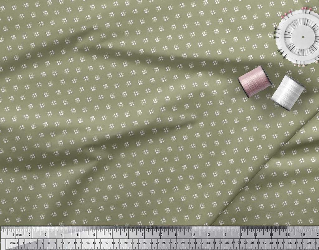 Soimoi Japan Crepe Satin Fabric Dot & Ikat Small Motif Shirting Print Fabric by the Metre 42 Inch