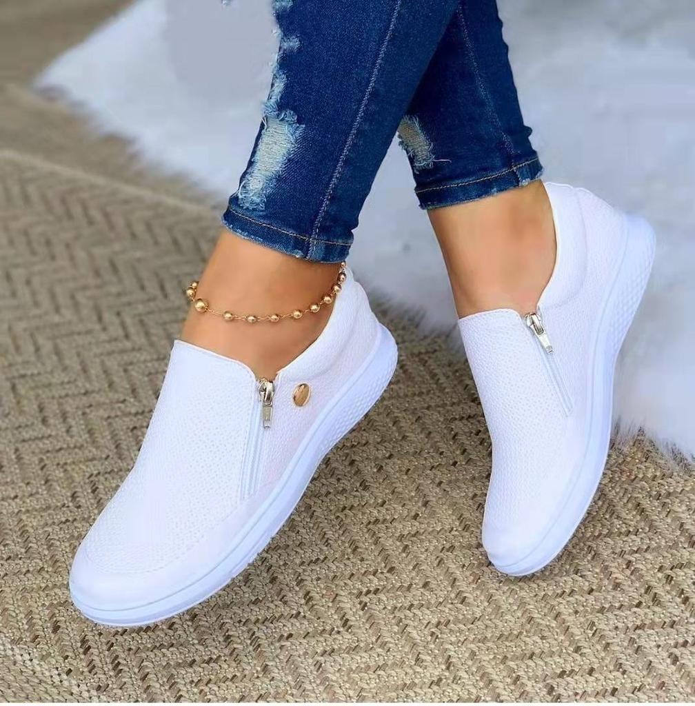 Spring Vulcanize Shoes Women Ladies Slip-On Flat Casual Shoes Fashion Leather Platform Sneakers for Women 2024 Zapatillas Mujer