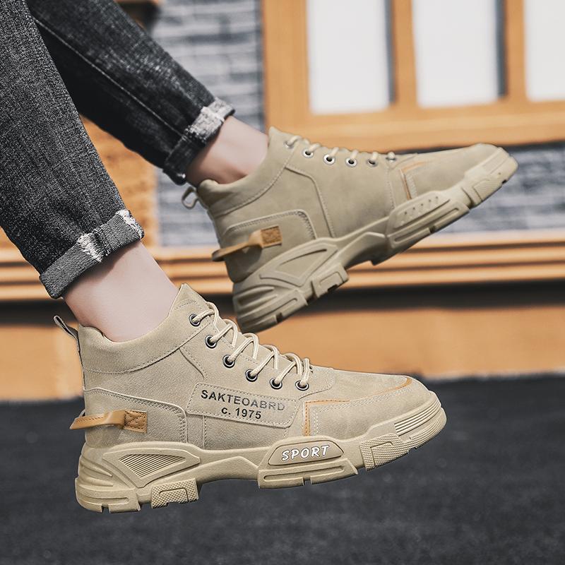 Мужские повседневные ботинки с мягкой подошвой, противоскользящие, рабочие, уличные ботинки Four Seasons, студенческие, спортивные, модные, молодежные, универсальные, модные ботинки