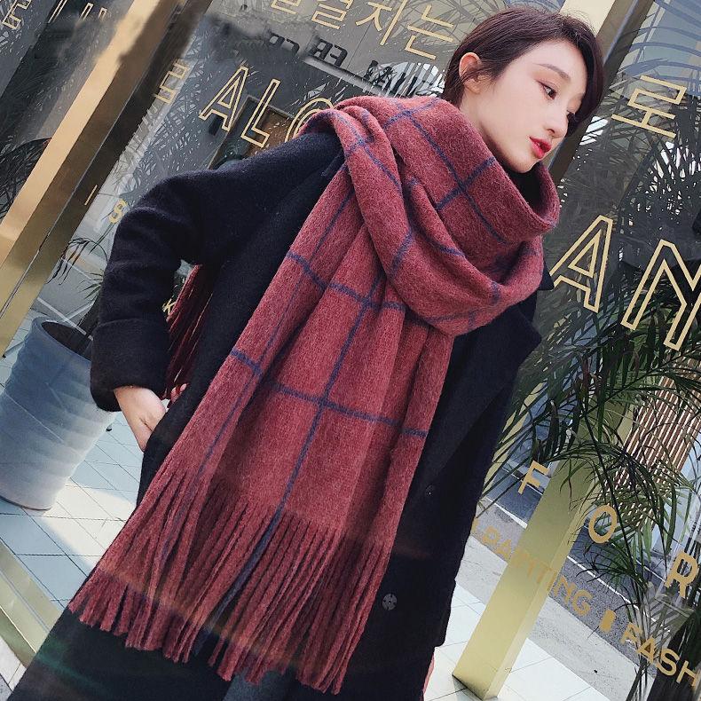 Women Plaid Scarves, Thickened Warm Scarves for Male and Female In Winter Warm Scarves