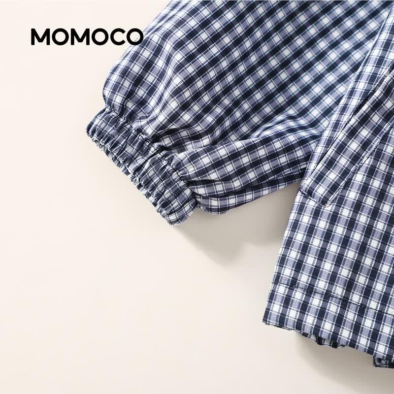 Клетчатая повседневная куртка с капюшоном для мальчиков MOMOCO