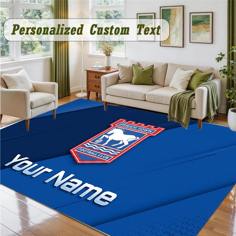 Crystal Velvet Square Rug Custom NameIpswich Town Pattern Non Slip Home Floor Decor Rug