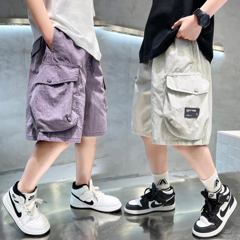 Children's clothing boys' summer shorts pants 2026 new summer clothing thin mid length pants summer clothing medium size child labor pants trend