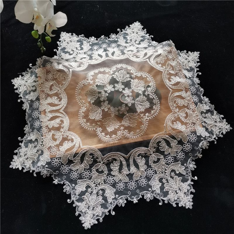 Lace Embroidered Tablecloth Tea Table Lamp Cover Round Table Tablecloth Luxurious Cover