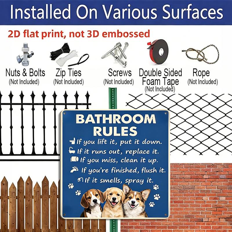 2D Flat, 1pc Vintage Retro Dog-Themed Decoration Aluminum Dog Logo Bathroom Sign - Cute Paw Print Wall Art Suitable for Bathroom, Restroom, Porch