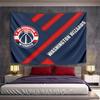 Diagonal Blue and Red Lines with "Washington Wizards" Logo and Text. Patterned Tapestry for Bedroom and Living Room Home Decor